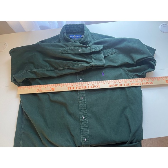 Ralph Lauren Classic Fit Corduroy Button Down Shirt Men's Large Green Polo - Picture 5 of 6